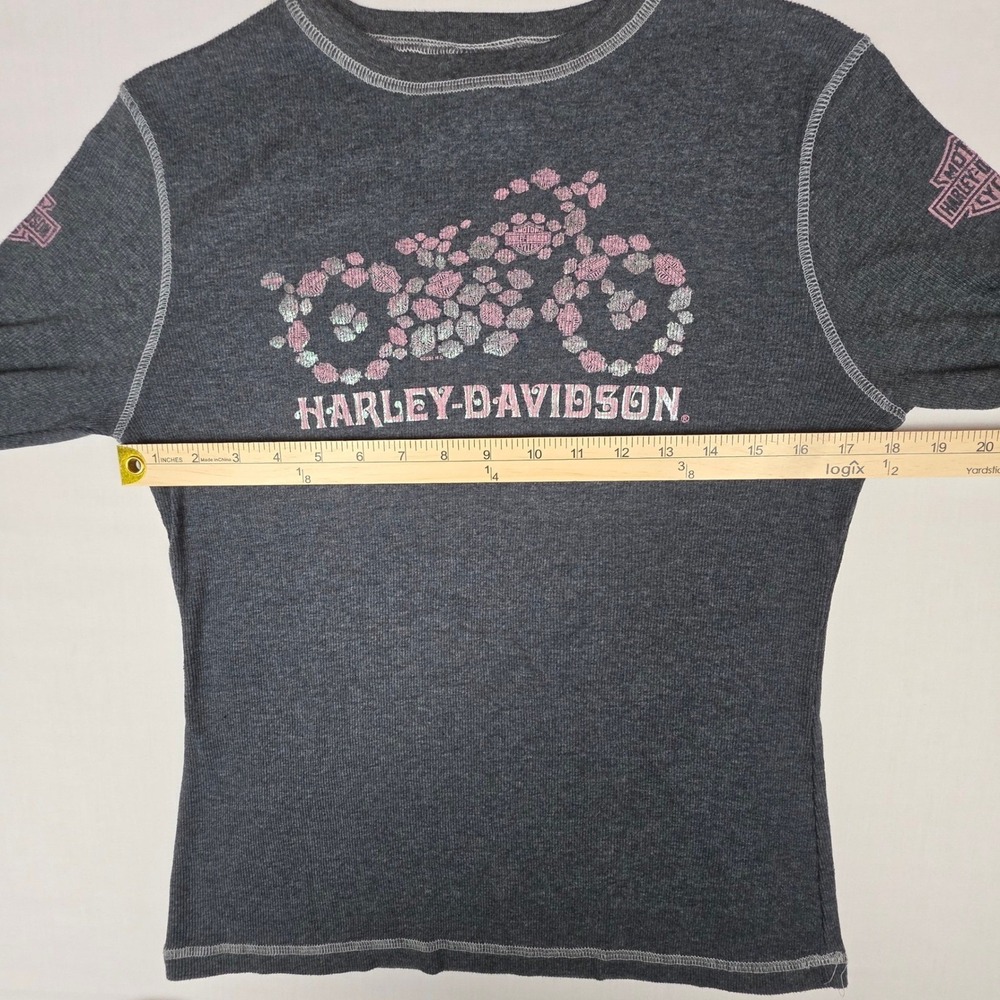 Harley-Davidson Thermal Top Womens‎ L Charcoal Pink Barnett El Paso Biker - Picture 8 of 10